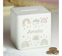 Personalised Memento Company Personalised Rainbow Ceramic Square Money Box