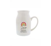 Personalised Memento Company Personalised Rainbow Flower Jug Vase in White Personalised Memento Company White