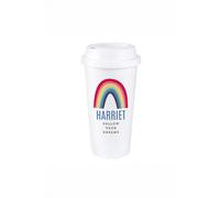 Personalised Memento Company Personalised Rainbow Insulated Reusable Travel Cup in White Personalised Memento Company White