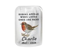 Personalised Memento Company Personalised Robin Memorial Feather Tealight Holder