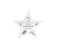 Personalised Memento Company Personalised Robin Memorial Star Ornament in White Personalised Memento Company White