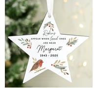 Personalised Memento Company Personalised Robin Memorial Star Ornament - White