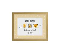 Personalised Memento Company Personalised Safari Animals Oak Poster Frame