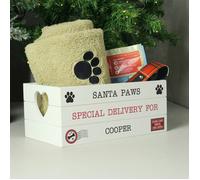 Personalised Memento Company Personalised Santa Paws White Wooden Crate
