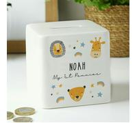 Personalised Memento Company Personalised Scandi Safari Animals Ceramic Square Money Box