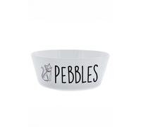 Personalised Memento Company Personalised Scribble Cat Plastic Cat Bowl in White Personalised Memento Company White