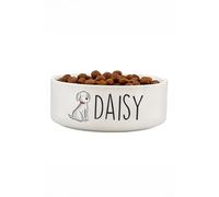 Personalised Memento Company Personalised Scribble Dog 14cm Medium Pet Bowl in White Personalised Memento Company White