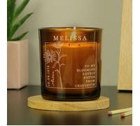 Personalised Memento Company Personalised September Birth Flower Amber Glass Candle