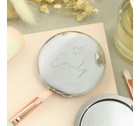 Personalised Memento Company Personalised Silver Heart Motif Round Compact mirror