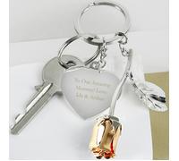 Personalised Memento Company Personalised Silver Plated Rose Gold Rose Keyring