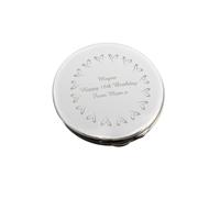 Personalised Memento Company Personalised Small Hearts Compact Mirror In Metallic Silver Metallic Silver One Size