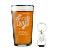 Personalised Memento Company Personalised Super Dad Pint Glass & Bottle Opener