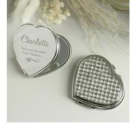 Personalised Memento Company Personalised Swirls & Hearts Diamante Heart Compact Mirror