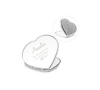 Personalised Memento Company Personalised Swirls & Hearts Diamante Heart Compact Mirror In Metallic Silver Metallic Silver One Size
