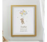 Personalised Memento Company Personalised Teddy Balloon Oak Poster Frame