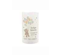 Personalised Memento Company Personalised Teddy & Balloons Nightlight LED Candle in White Personalised Memento Company White