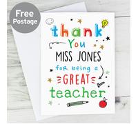 Personalised Memento Company Personalised Thank You Teacher Card