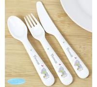 Personalised Memento Company Personalised Tiny Tatty Teddy Cuddle Bug 3 Piece Plastic Cutlery Set