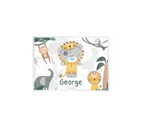 Personalised Memento Company Personalised Tiny Tatty Teddy Jungle Animals Placemat in White Personalised Memento Company White