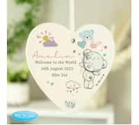 Personalised Memento Company Personalised Tiny Tatty Teddy Pink Wooden Heart Decoration