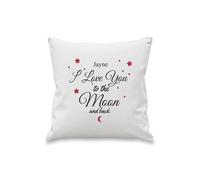 Personalised Memento Company Personalised To The Moon & Back White Cushion | Size: 40 cm x 40 cm Personalised Memento Company White 40 cm x 40 cm