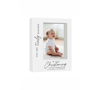 Personalised Memento Company Personalised 'Truly Blessed' Christening 5x7 Box Photo Frame in White Personalised Memento Company White