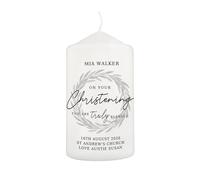 Personalised Memento Company Personalised 'Truly Blessed' Christening Pillar Candle in Off-White Personalised Memento Company Off-White