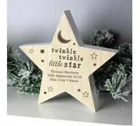 Personalised Memento Company Personalised Twinkle Twinkle Rustic Wooden Star Decoration