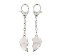 Personalised Memento Company Personalised Two Hearts Keyring in Metallic Silver Personalised Memento Company Metallic Silver