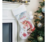Personalised Memento Company Personalised Unicorn Christmas Stocking - Grey