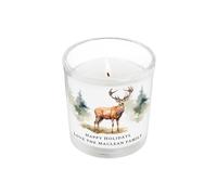 Personalised Memento Company Personalised Water Colour Stag Candle Jar in Off-White Personalised Memento Company Off-White