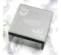Personalised Memento Company Personalised White Butterfly Diamante Glass Trinket Box