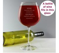 Personalised Memento Company Personalised 'Wine Improves with Age' Bottle of Wine Glass