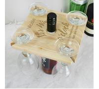 Personalised Memento Company Personalised Wine O'clock Four Wine Glass Holder & Bottle Holder