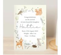 Personalised Memento Company Personalised Woodland Animals New Baby Card