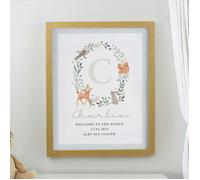 Personalised Memento Company Personalised Woodland Initial Oak Poster Frame