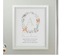Personalised Memento Company Personalised Woodland Initial White Poster Frame