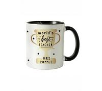 Personalised Memento Company Personalised World's Best Teacher Trophy Black Handled Mug Personalised Memento Company Black