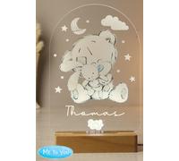 Personalised Memento Company Tiny Tatty Teddy Wooden Based LED Light in Clear Personalised Memento Company Clear