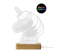 Personalised Memento Company Unicorn Wooden Based LED Light