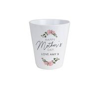 Personalised Memento Company Women's Personalised Abstract Rose Happy Mothers Day Plant Pot in White Personalised Memento Company White