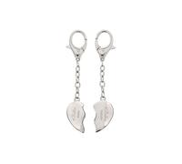 Personalised Memento Company Women's Personalised Any Message Two Hearts Keyring in Metallic Silver Personalised Memento Company Metallic Silver