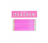 Personalised Memento Company Women's Personalised Best Teacher Ever Box & 12 Pink HB Pencils Personalised Memento Company Pink