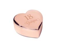 Personalised Memento Company Women's Personalised Big Age Rose Gold Heart Trinket Box in Pink Personalised Memento Company Pink