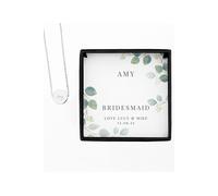 Personalised Memento Company Women's Personalised Botanical Sentiment Silver Tone Necklace & Box in Metallic Silver | Size: 18 inches Personalised Memento Company Metallic Silver 18 inches