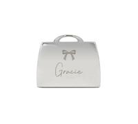Personalised Memento Company Women's Personalised Bow Handbag Compact Mirror in Metallic Silver