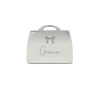 Personalised Memento Company Women's Personalised Bow Handbag Compact Mirror in Metallic Silver Personalised Memento Company Metallic Silver