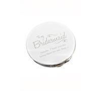 Personalised Memento Company Women's Personalised Bridesmaid Swirls & Hearts Compact Mirror in Silver Personalised Memento Company Silver