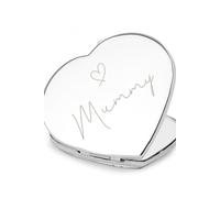 Personalised Memento Company Women's Personalised Diamante Heart Compact Mirror in Metallic Silver Personalised Memento Company Metallic Silver