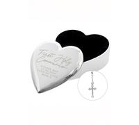 Personalised Memento Company Women's Personalised First Holy Communion Rosary Beads & Cross Heart Trinket Box in Silver Personalised Memento Company Silver